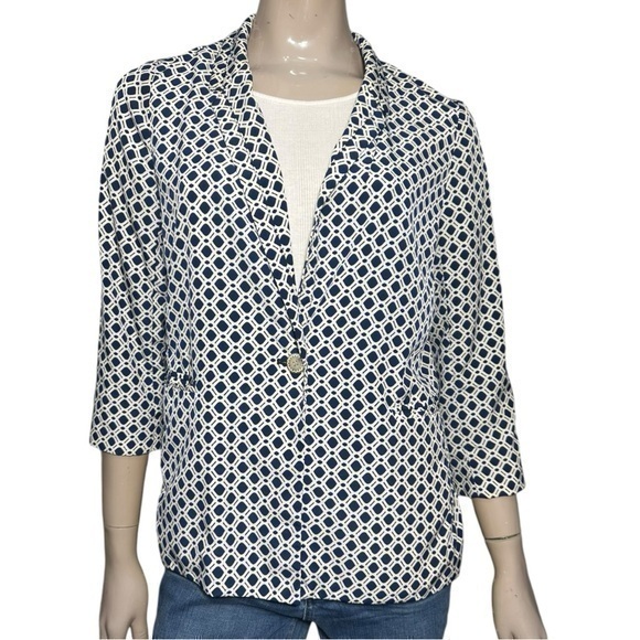 Anthropologie Jackets & Blazers - Cartonnier Anthropologie Women's Size M Navy White Southwark Blazer Suit Jacket